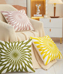 Axyaa Olive Green Yellow Floral Embroidery Pillow Cover 45x45cm Square Home Decoration