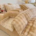 Axyaa Winter Bubble Plush Rabbit Velvet 4-Piece Bed Sheet Set