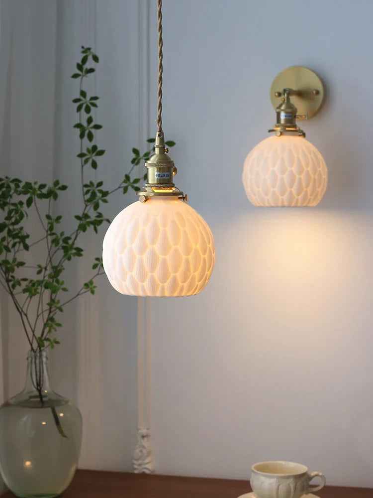 Axyaa Nordic Ceramic Pendant Lights for Restaurant and Bedside Chandelier