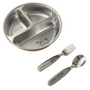 Axyaa Kids Stainless Steel Divided Plate - 3 Grids Cute Dining Dish