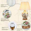 Axyaa Ceramic Flower Bird Table Lamp with Fabric Lampshade - LED Floor Light for Living Room and Bedroom