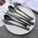 Axyaa 24Pcs Black Stainless Steel Flatware Set Steak Knife Fork Spoon Teaspoon Cutlery