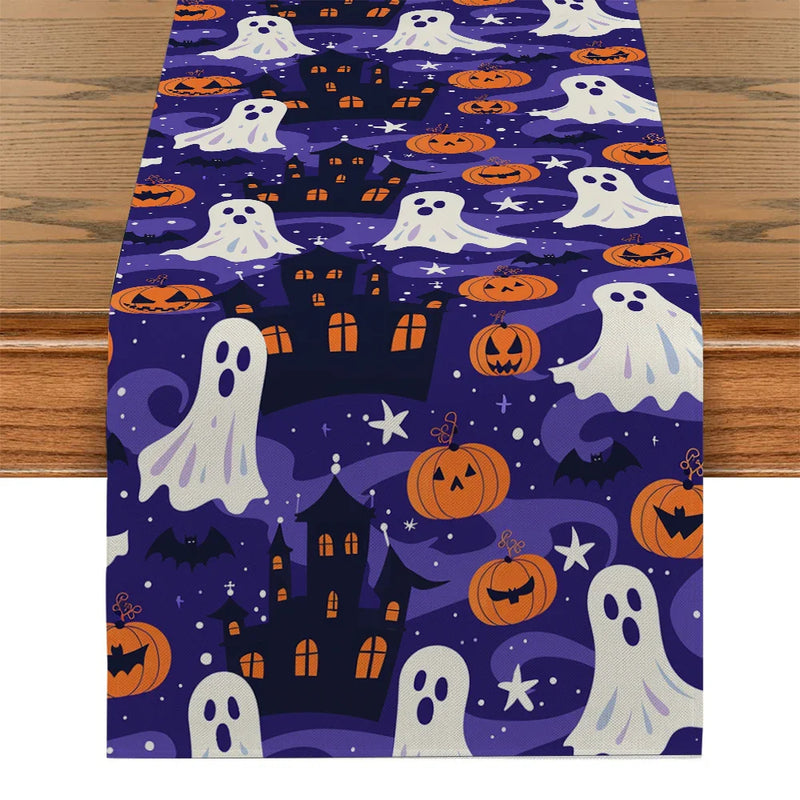 Axyaa Halloween Pumpkin Head Table Runner Dining Table Decorations
