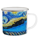 Axyaa Starry Night Oil Painting Enamel Camping Mug 12oz Art Enthusiasts Birthday Gift.