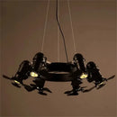 Axyaa Black Industrial Chandelier - Vintage Iron Spotlight Fixture for Restaurant & Bar.