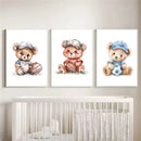 Axyaa Vintage Teddy Bear Sports Wall Art Print for Kids Room