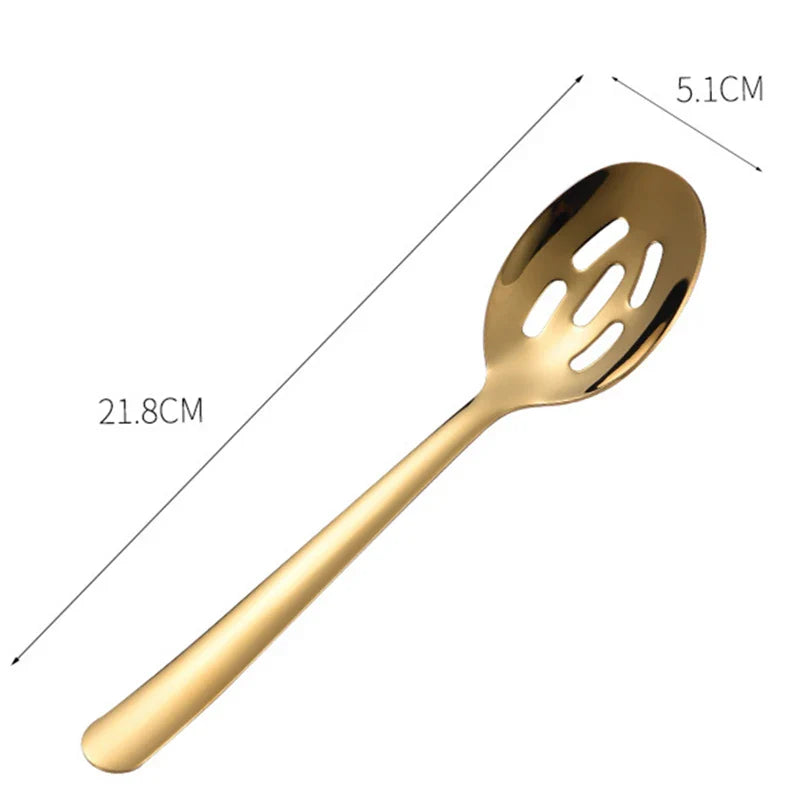 Axyaa Stainless Steel Long Handle Soup Spoon Colander Mixing Teaspoon Set