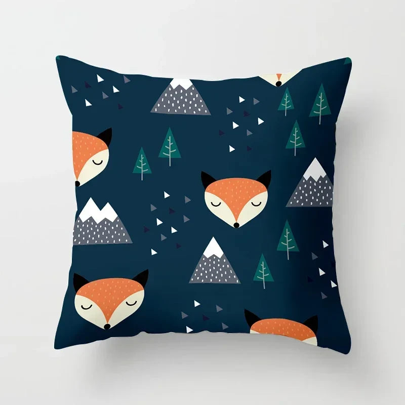 Axyaa Cartoon Animal Cushion Cover 45*45 Sofa Pillowcase Decorative Throw Pillow