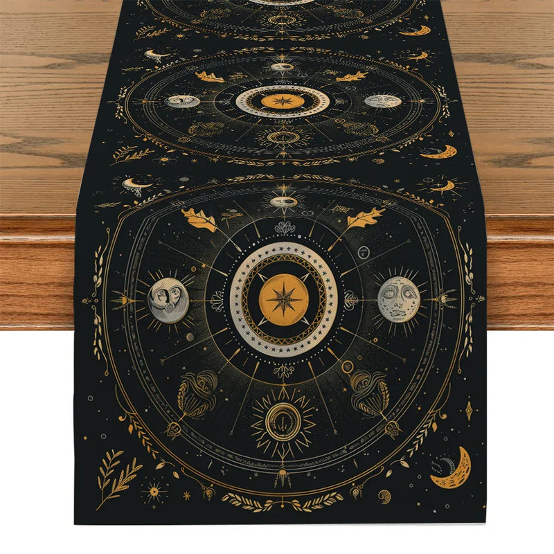 Axyaa Astrology Sun Moon Table Runner for Home Wedding Centerpieces