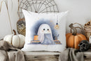 Axyaa Halloween Ghost & Floral Pillow Cover for Sofa, Bedroom, Car