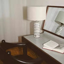 Axyaa Marble Table Lamp Black White Stripe LED Stone Fabric Lampshade