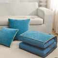 Axyaa Chenille-Rimmed Cotton Pillow Quilt: Solid Color Dual-Purpose Two-in-One Design