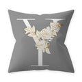 Axyaa Grey Flowery Print Alphabetic Cushion Cover for Home Sofa Decor 45x45cm