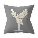 Axyaa Grey Flowery Print Alphabetic Cushion Cover for Home Sofa Decor 45x45cm