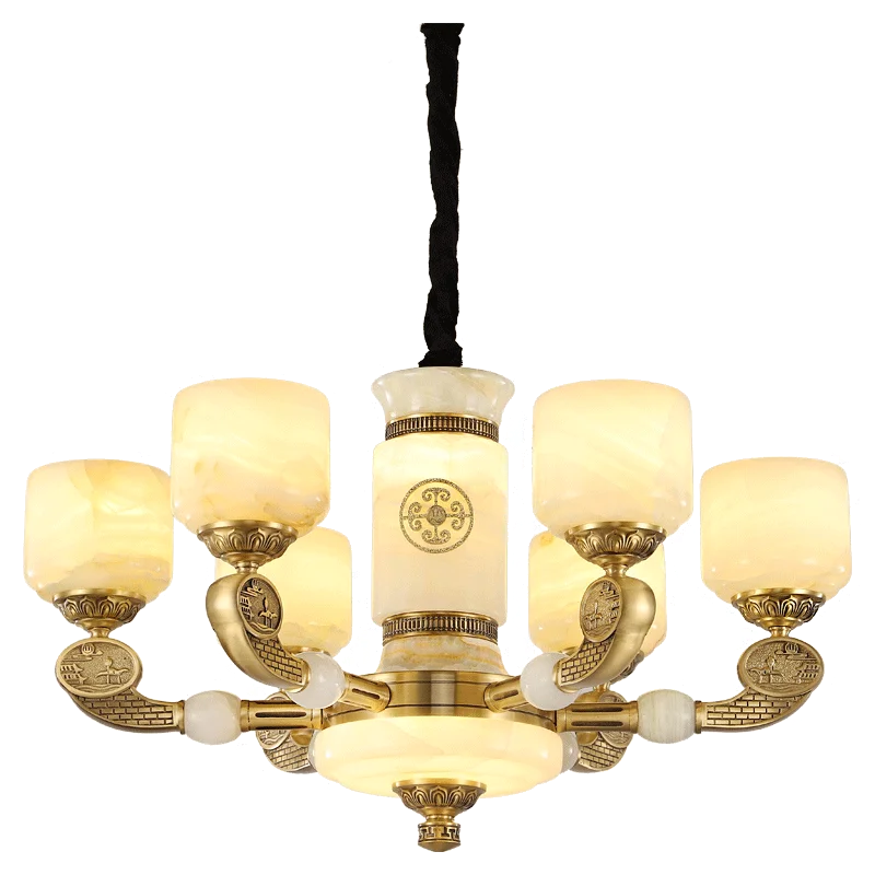 Axyaa Zen Jade Chandelier: Modern Chinese Living Room Lamp<style>, Elegant Restaurant Lighting