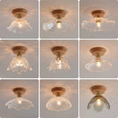 Axyaa Glass Wood LED Ceiling Lamp for Home Restaurant Living Room Decor
