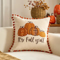 Axyaa Fall Pumpkin Maple Leaf Polyester Cushion Cover Halloween Pillowcase