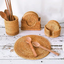 Axyaa Rattan Insulated Table Mats Set for Dining Tables and Plates