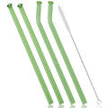 Axyaa Glass Straw Set - 4pcs Milk Tea Juice Cocktail & Brush, Bar Accessories