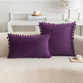 Axyaa Velvet Pompom Throw Pillow Cover - European Luxury Cushion Case