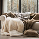Axyaa Faux Chinchilla Fur Throw Blanket - Luxuriously Soft and Warm for Winter