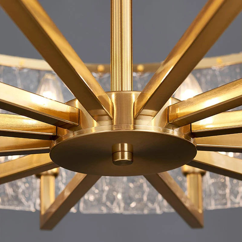 Axyaa Shimmer Glass Chandelier: Luxury LED Lighting Fixture for Stylish Home & Restaurant