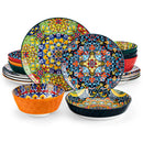 Axyaa 12/16/18/24-Piece Stoneware Dinnerware Set in Bohemian Style