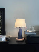 Memphis Ceramic Table Lamp with Nordic Fabric Shade for Bedroom, Living Room - Axyaa