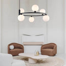 Axyaa White Glass LED Chandelier: Modern Minimalist Lighting for Home, Hotel, and Exhibition Hall
