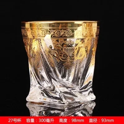 Axya Palace Crystal Glass Beer Mug with Gold Line - Large Juice Whiskey Wine Cup