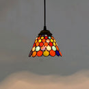 Mosaic Pendant Light with Stained Glass Shade in Colorful Mediterranean Style by Axyaa