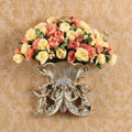 Axyaa Double Angel Vase Wall Hanging with Artificial Flowers for Home Decor