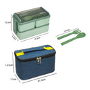 Axyaa Double Layer Lunch Box & Storage Bag Set with Fork Spoon - Leakproof & Microwave-safe
