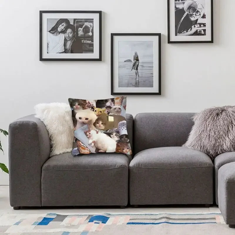 Crying Cat Cushion Cover Axyaa Dynamic Series Branded Design Square Pillow Cover