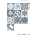 Axyaa Vintage Mediterranean Blue Waterproof Wall Tile Sticker