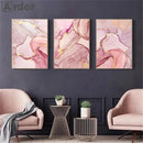 Pink Marble Abstract Canvas Painting Wall Art Print Home Decor by Axyaa
