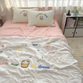 Axyaa Cartoon Embroidered Duvet Set: Breathable & Thin for Summer Comfort
