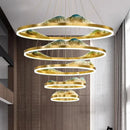 Axyaa Crystal Chandelier Stair Pendant Living Room Lighting