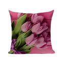 Pink Tulip Linen Cushion Cover - Axyaa 45x45cm Pillowcase