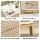 Axyaa White/Gold Light Wood Grain Nightstands with 3 Drawers Tables