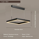 Axyaa Black Aluminum Square Pendant Light - Modern LED Hanging Lamp for Home Loft