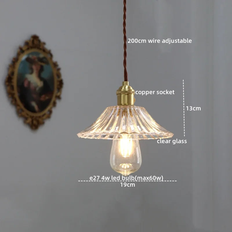Axyaa Modern LED Glass Copper Pendant Light with Knob Switch