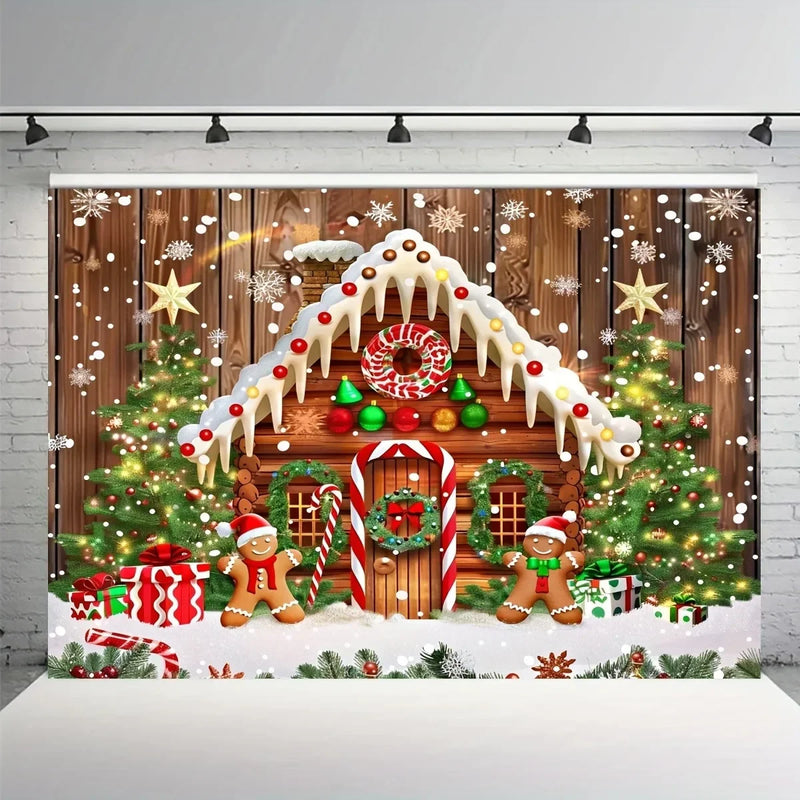 Axyaa Gingerbread House Christmas Tree Wall Tapestry for Home Decor
