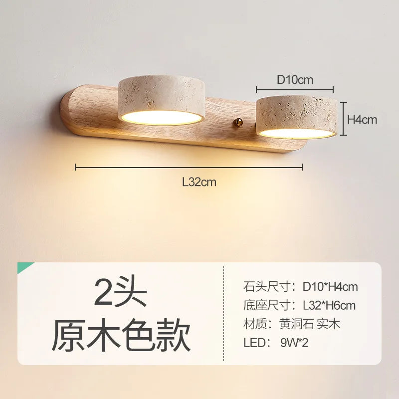 Axyaa Travertine Stone Sconce Light Rotatable for Bedroom Bedside