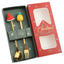 Axyaa Christmas Theme Cutlery Set - Elk Deer Christmas Hat Tree Fork Spoon Stainless Steel