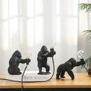 Axya Mini Gorilla Table Lamp - Resin Monkey Desk Lamp for Kids' Bedroom - Decoration Light