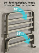 Axyaa Space Aluminum Towel Rack: Upgraded & Thickened, Wall-Mounted Bathroom Storage, Grey/Black 50-60CM