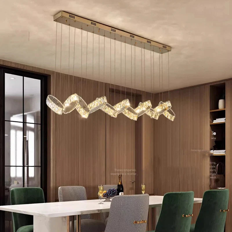 Axyaa Modern Crystal Chandelier Stair Pendant Lamp Living Room Pendant Lights Interior Lighting