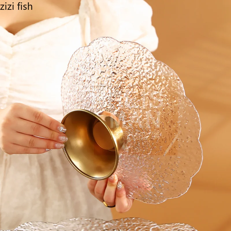 Axya Glass Plates Salad Bowl Cake Stand Dessert Bowl Dim Sum Dish Tray