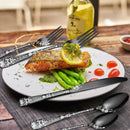 Axyaa 20-Piece Black Stainless Steel Cutlery Set with Engraved Handle